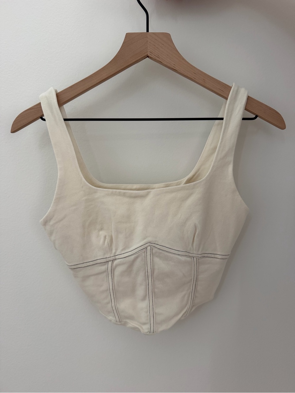 Reformation Cream Square-Neck Crop Tank Top